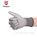 Hespax Logotipo personalizado 13G Guantes grises PU antiestáticos